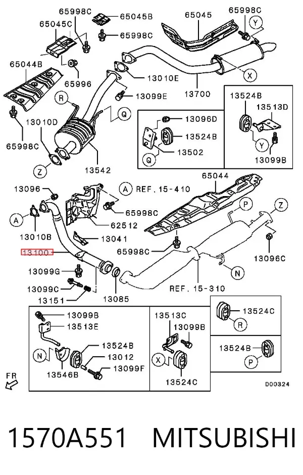 Tubo de admisión del silenciador de escape delantero 1570A551 Mitsubishi