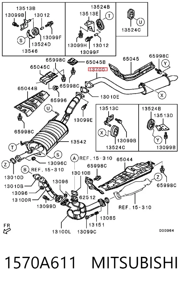 Silenciador trasero 1570A611 Mitsubishi