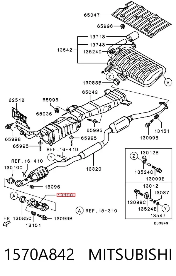 Tubo de admisión del silenciador de escape delantero 1570A842 Mitsubishi