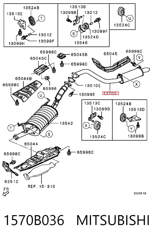 Silenciador trasero 1570B036 Mitsubishi