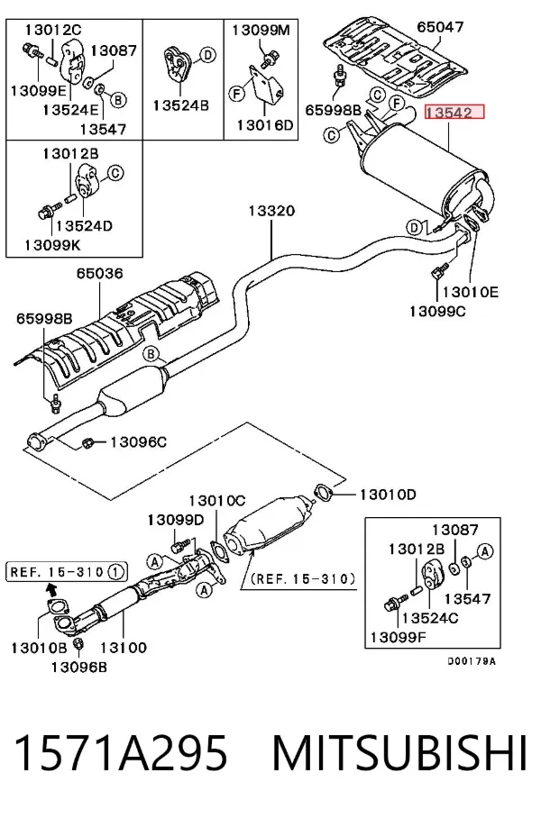 Silenciador trasero 1571A295 Mitsubishi