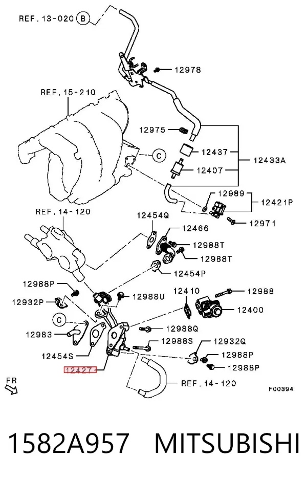 Tubo del sistema de recirculación de gases de escape EGR 1582A957 Mitsubishi