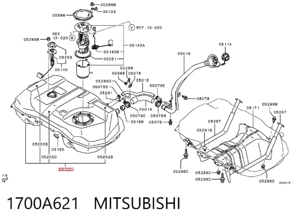 Depósito de gasolina 1700A621 Mitsubishi