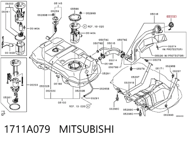 Tapa de depósito de combustible 1711A079 Mitsubishi