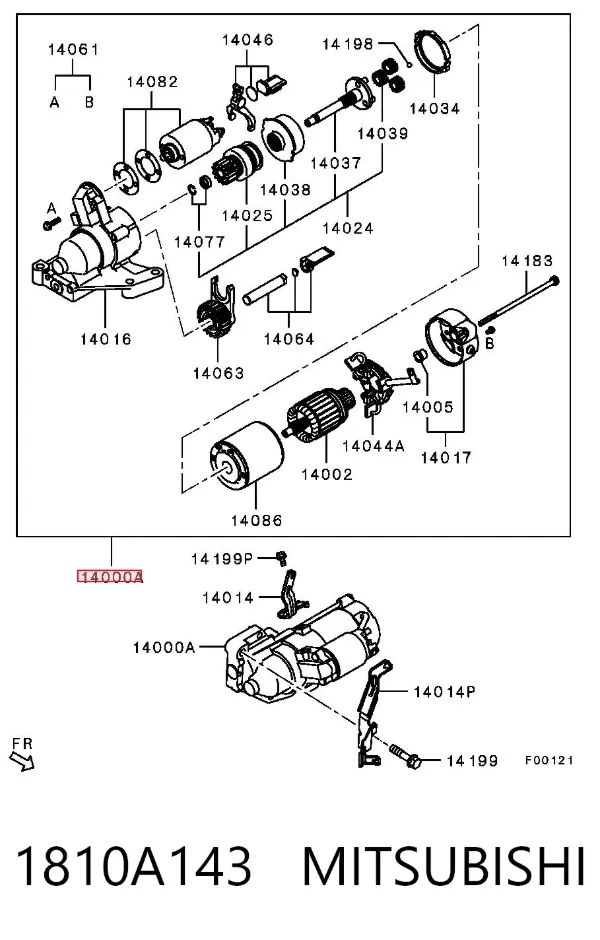 Motor de arranque 1810A143 Mitsubishi