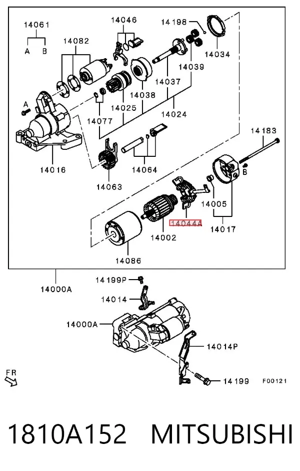 Portaescobillas motor de arranque 1810A152 Mitsubishi