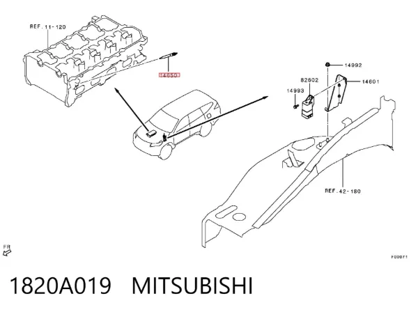 Bujía de precalentamiento 1820A019 Mitsubishi