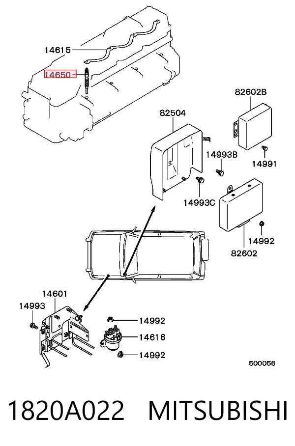 Bujía de precalentamiento 1820A022 Mitsubishi