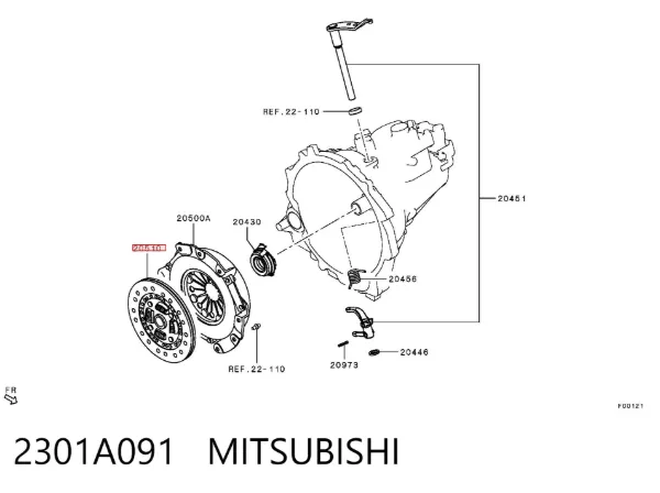 Disco de embrague 2301A091 Mitsubishi
