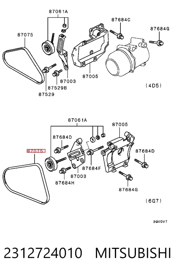 Correa de alternador 2312724010 Mitsubishi