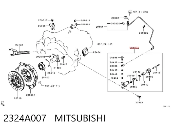 Bombin de embrague 2324A007 Mitsubishi