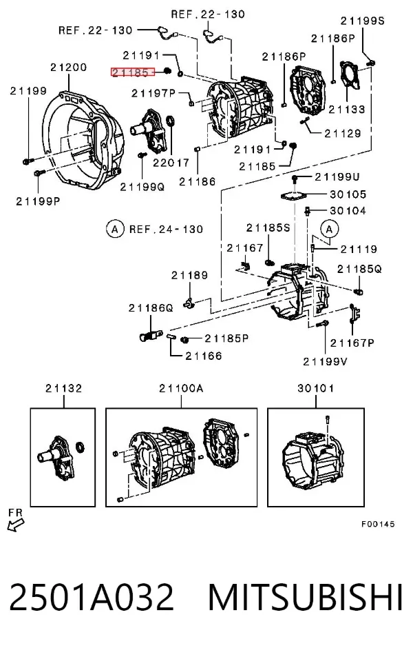 Tapón de llenado del eje trasero/delantero 2501A032 Mitsubishi