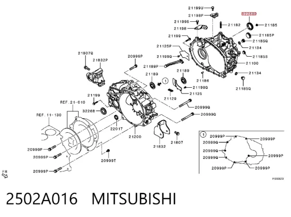 Retén del semieje delantero izquierdo 2502A016 Mitsubishi