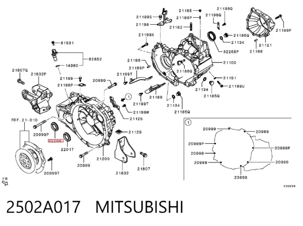 Retén del semieje delantero derecho 2502A017 Mitsubishi