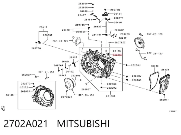 Sello de aceite de transmisión automática/caja de cambios (eje del piñón) 2702A021 Mitsubishi