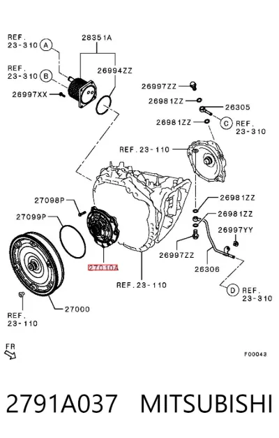 Bomba de aceite de la transmisión automática MITSUBISHI 2791A037