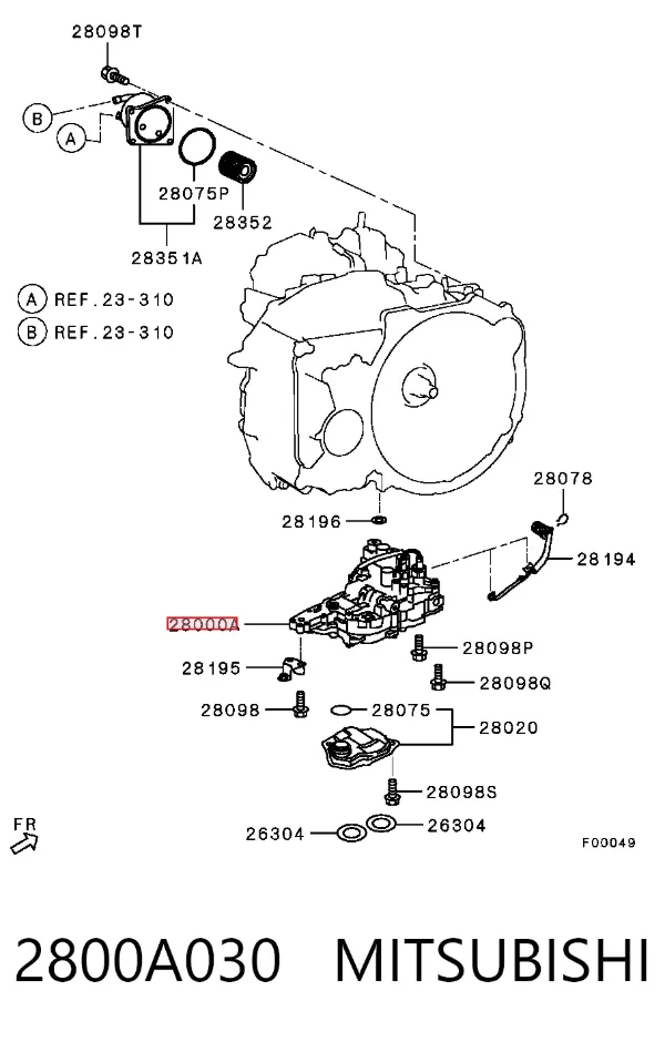 Cuerpo de válvulas de la transmisión automática 2800A030 Mitsubishi