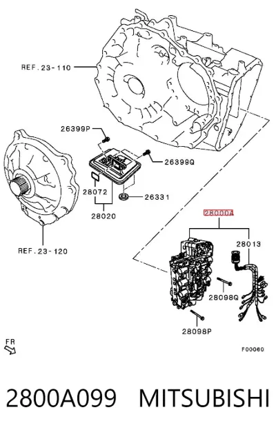 Cuerpo de válvulas de la transmisión automática MITSUBISHI 2800A099