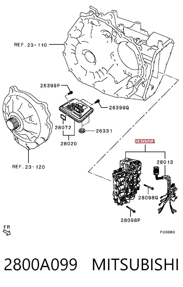 Cuerpo de válvulas de la transmisión automática 2800A099 Mitsubishi