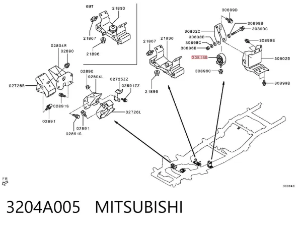 Soporte de la caja de transferencia 3204A005 Mitsubishi