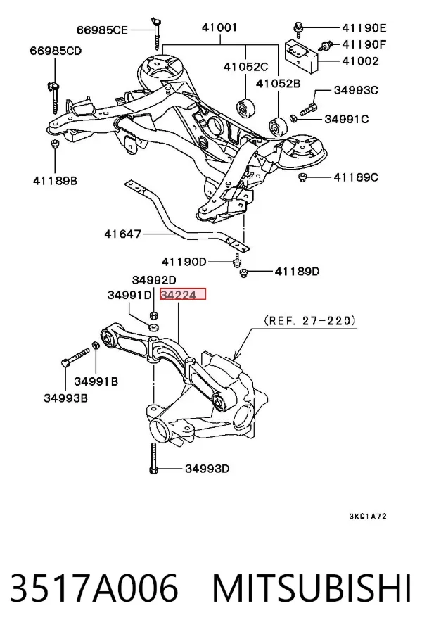 Silentblock delantero del soporte de la traviesa del diferencial trasero 3517A006 Mitsubishi