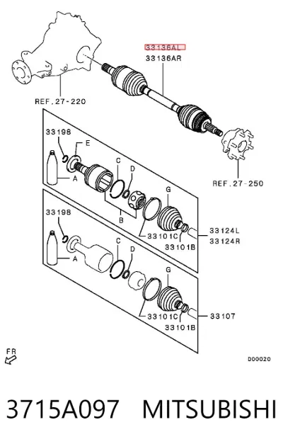 Semieje trasero MITSUBISHI 3715A097