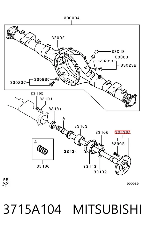 Semieje trasero izquierdo 3715A104 Mitsubishi