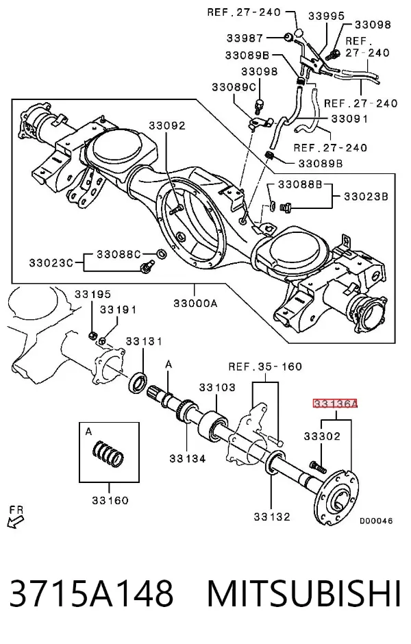 Semieje trasero derecho 3715A148 Mitsubishi