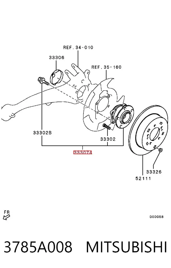 Cubo de rueda trasero 3785A008 Mitsubishi