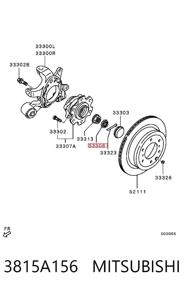 Arandela de la tuerca del cubo de la rueda delantera 3815A156 Mitsubishi