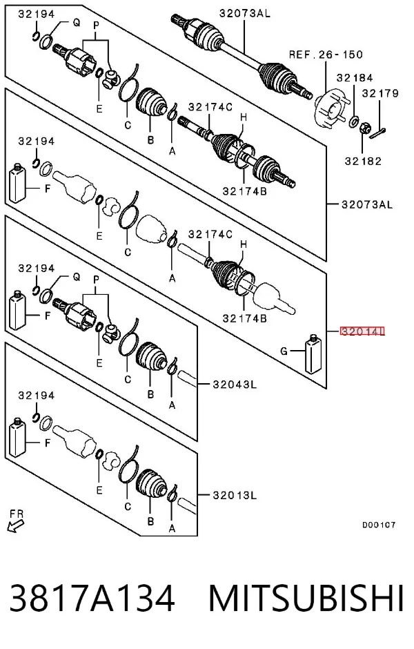 Fuelle de palier delantero exterior 3817A134 Mitsubishi