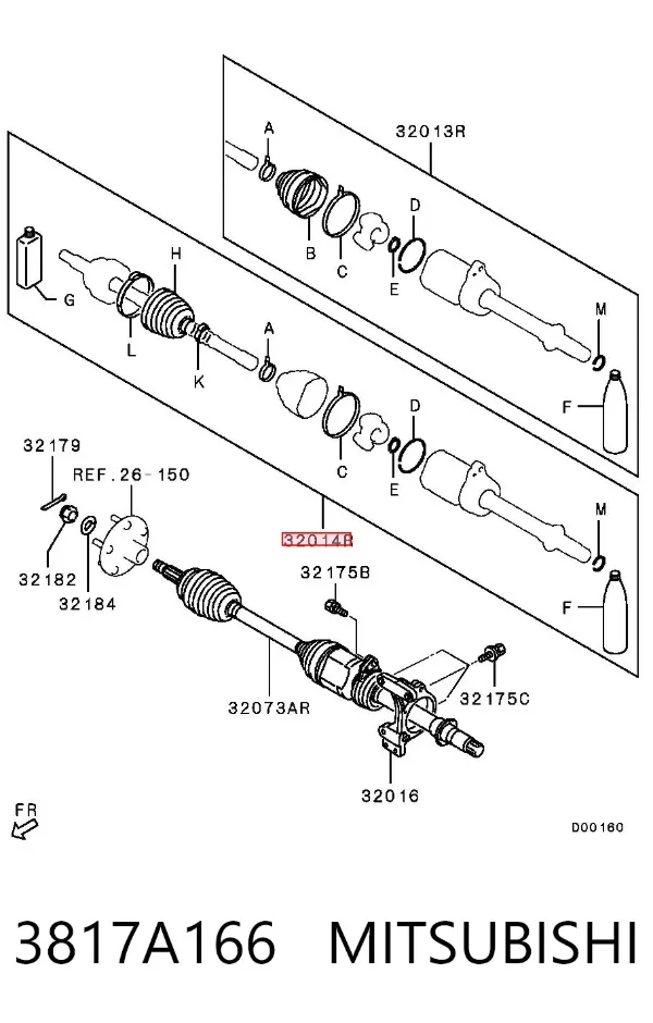 Fuelle de palier delantero exterior 3817A166 Mitsubishi