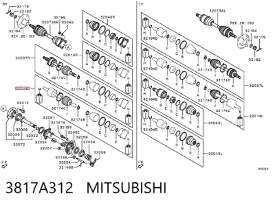 Fuelle exterior derecho de junta homocinética MITSUBISHI 3817A312