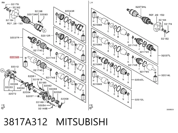 Fuelle exterior derecho de junta homocinética 3817A312 Mitsubishi