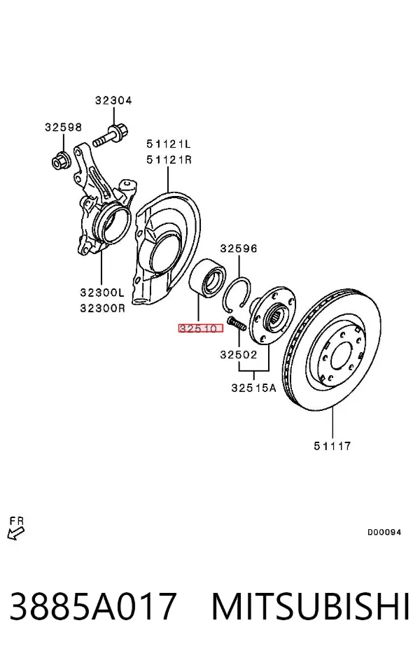 Cojinete de rueda delantero 3885A017 Mitsubishi