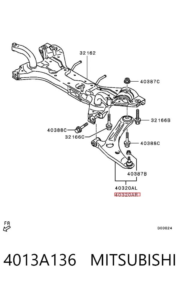 Brazo inferior derecho de la suspensión delantera 4013A136 Mitsubishi