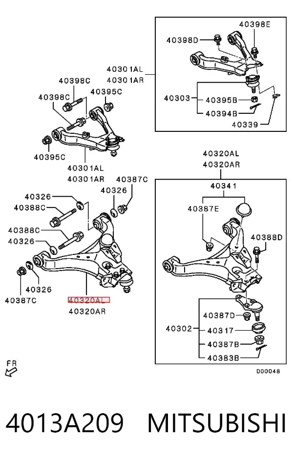 Brazo inferior izquierdo de la suspensión delantera 4013A209 Mitsubishi