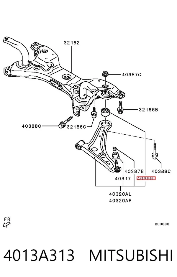 Silentblock del brazo de suspensión 4013A313 Mitsubishi