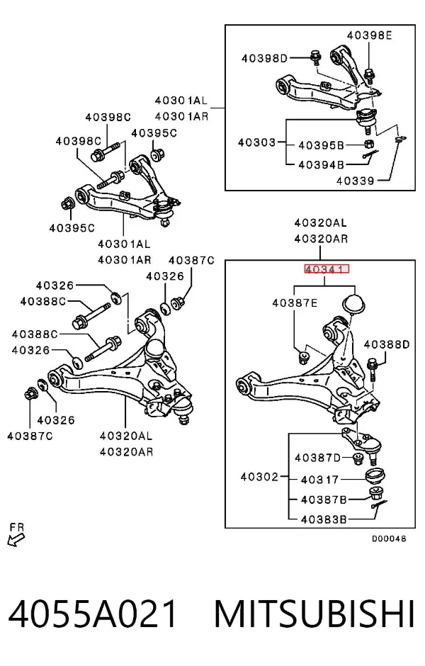 Silentblock del brazo de suspensión 4055A021 Mitsubishi