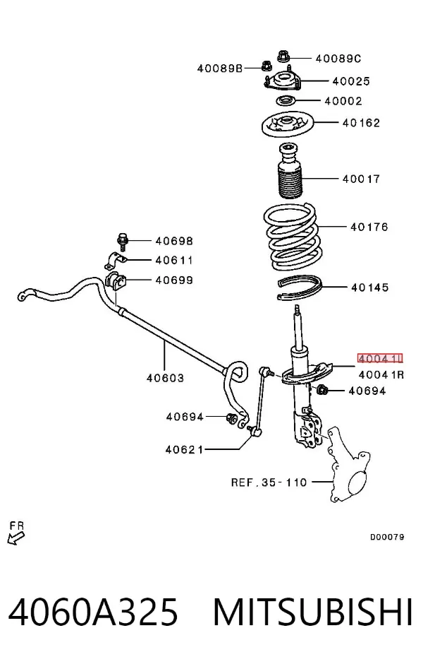 Amortiguador delantero izquierdo 4060A325 Mitsubishi