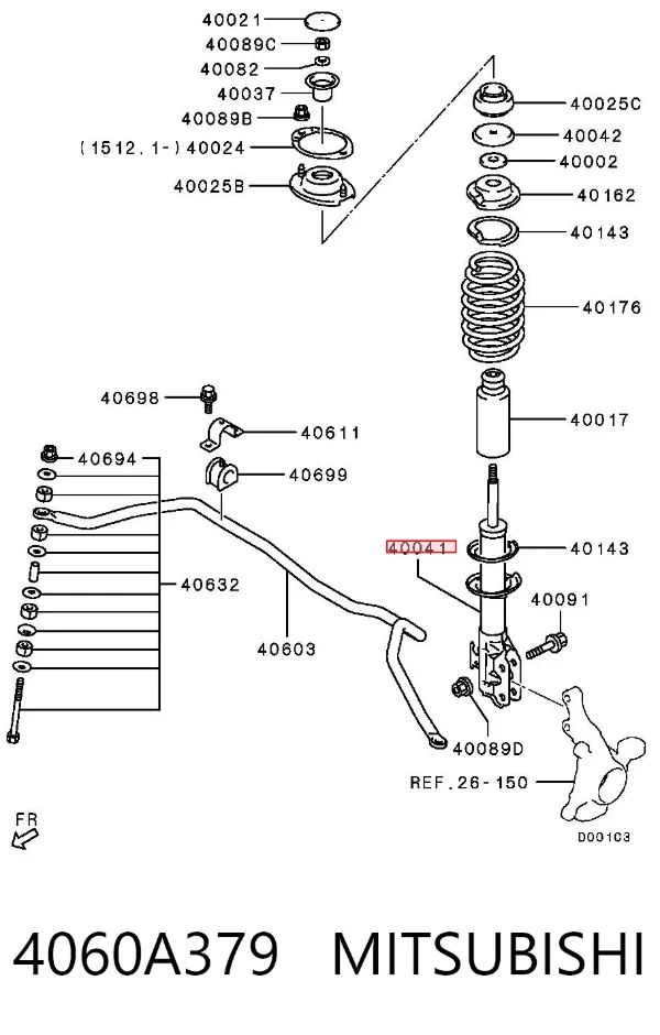 Amortiguador 4060A379 Mitsubishi
