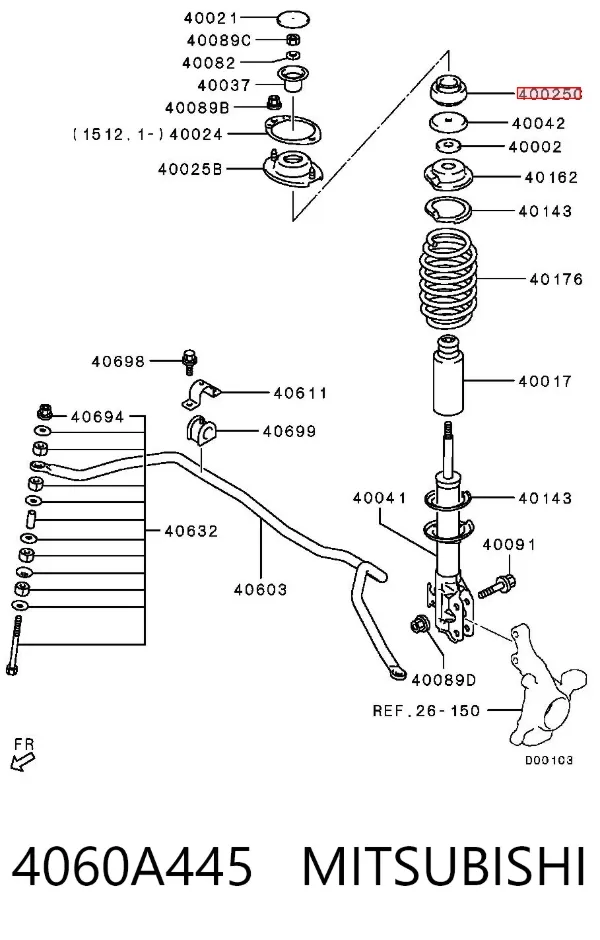 Soporte del amortiguador delantero 4060A445 Mitsubishi