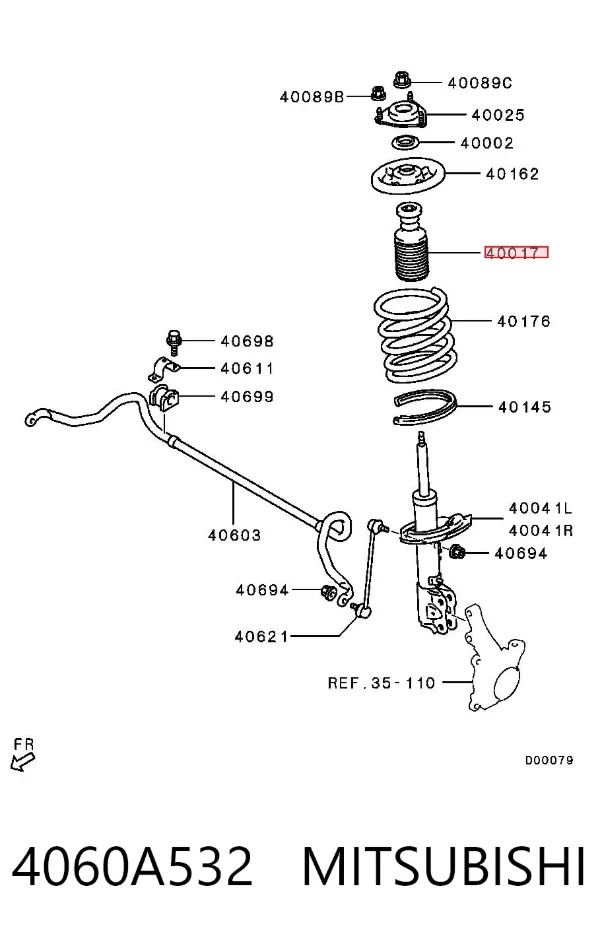 Tope de amortiguador delantero con guardapolvo 4060A532 Mitsubishi