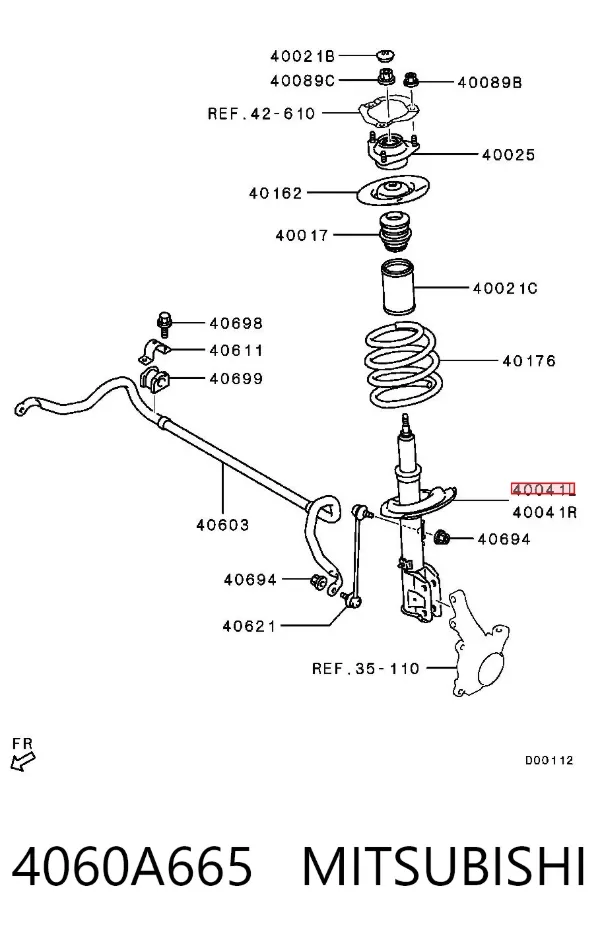 Amortiguador delantero izquierdo 4060A665 Mitsubishi
