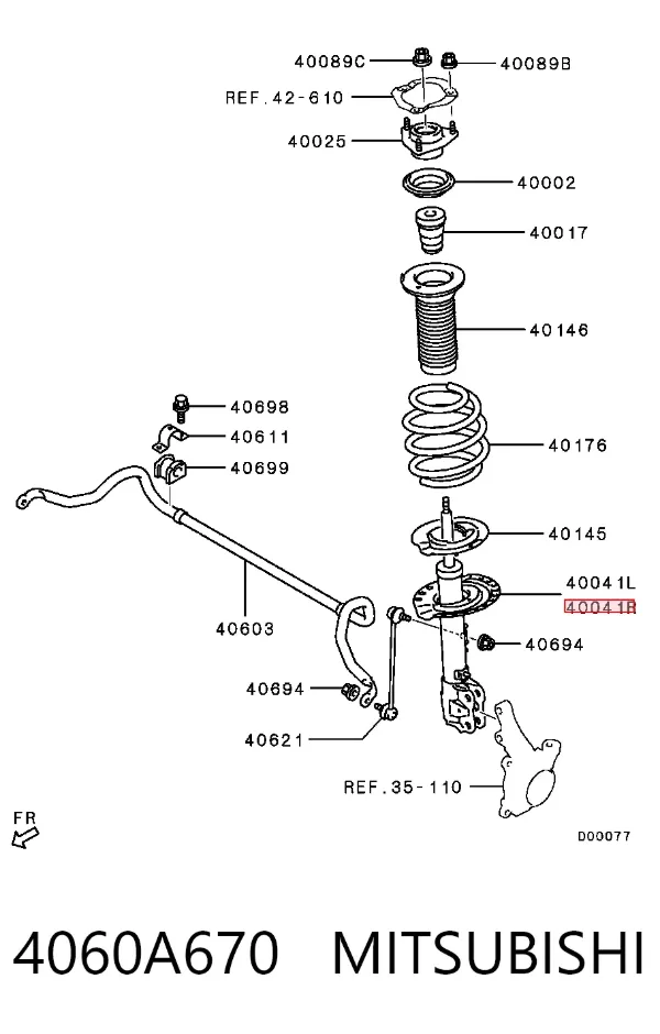 Amortiguador delantero derecho 4060A670 Mitsubishi