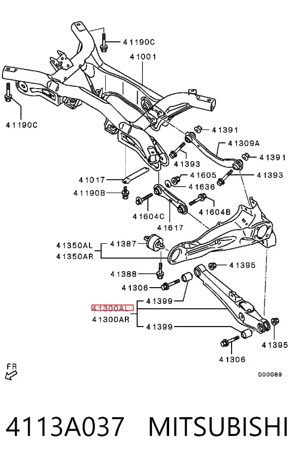 Brazo suspension trasero inferior izquierdo 4113A037 Mitsubishi