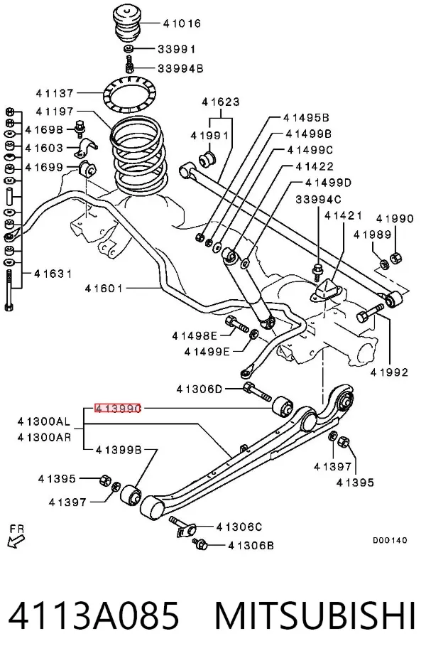 Buje del brazo longitudinal inferior trasero 4113A085 Mitsubishi