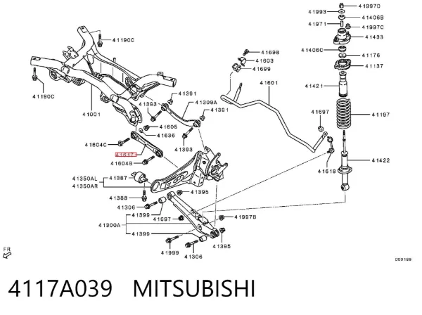 Barra transversal de la suspensión trasera 4117A039 Mitsubishi