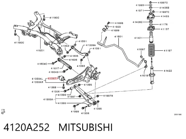 Buje delantero del brazo longitudinal trasero 4120A252 Mitsubishi