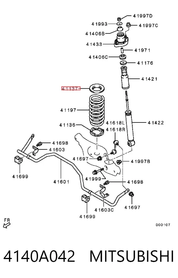 Aislador de resorte trasero superior 4140A042 Mitsubishi